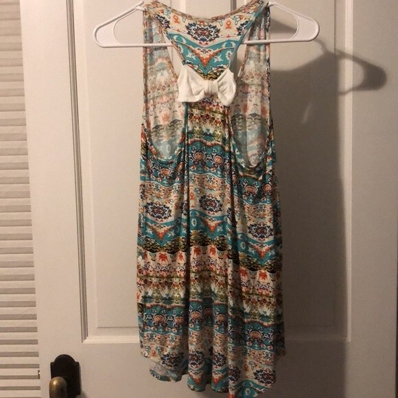 First Look Print Tank Top with Bow Women Size Small - Picture 3 of 7
